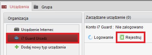 W nowo otwartej zakładce należy kliknąć menu i7 Guard Urządz a następnie przycisk Rejestruj.