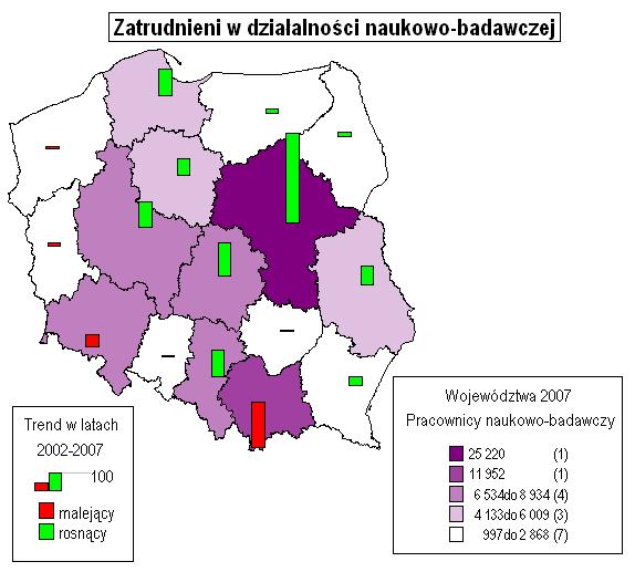 bardzo niewielki (można powiedzieć, że prawie się nie zmieniał). Niestety, we wszystkich obszarach przedstawionych na rysunku 2.