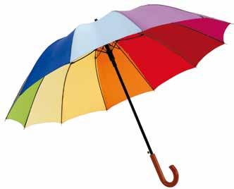 PARASOLE DUŻE, TYPU GOLF Automatyczny parasol RAINBOW LIGHT, parasol typu golf, 12 paneli, laska i szyny z włókna szklanego, metalowe kolce, drewniany zaokrąglony uchwyt, poszycie z poliestru pongee,