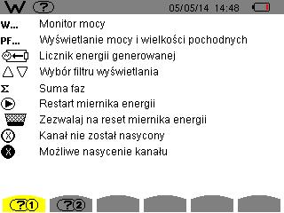 . PRZYCISK POMOCY pozwala wyświetlać informacje o funkcjach przycisków i symbolach wykorzystywanych w bieżącym trybie wyświe- Przycisk tlania.