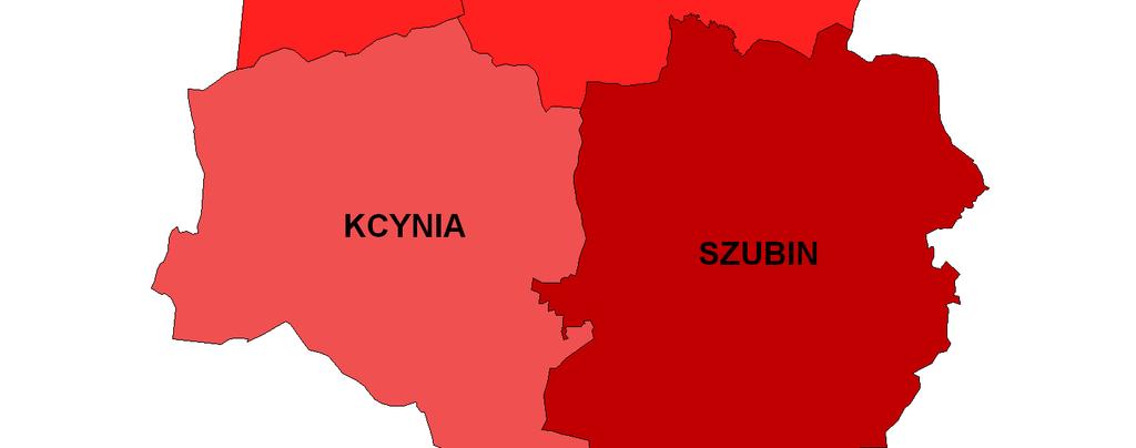 PoniŜsza rycina przedstawia kartogram uwzględniający wskaźniki wytworzenia odpadów w gospodarstwach domowych w poszczególnych gminach powiatu nakielskiego (w przeliczeniu na 1 Mk). RYCINA 3.