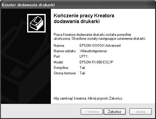 . Jeśli na serwerze druku z systemem Windows XP, 000 lub NT 4.0 zainstalowano dodatkowy sterownik dla systemu Windows XP lub 000 (NT 4.0), należy przejść do następnego kroku.