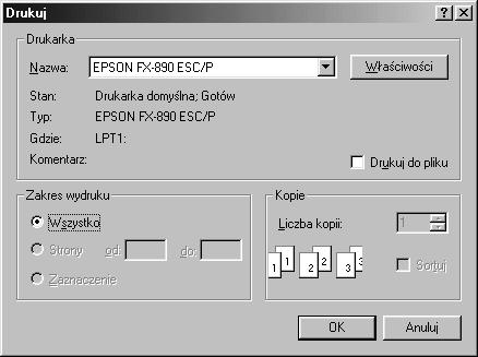 Dostęp do sterownika drukarki z aplikacji systemu Windows Wykonaj następujące kroki, aby uzyskać dostęp do sterownika drukarki z aplikacji systemu Windows: 1.