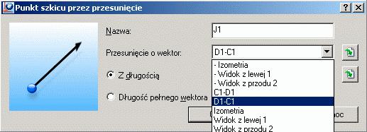 1. Wybierz punkt I1. 2. Z paska narzędzi Szkic wybierz funkcję Utwórz punkt szkicu przez przesunięcie. 3.