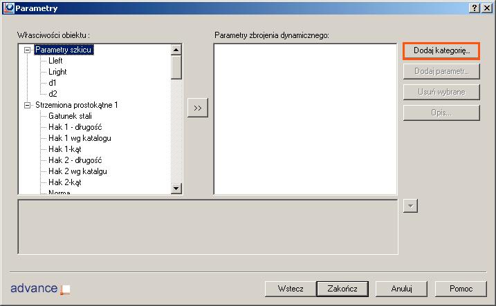 4. W oknie dialogowym Parametry, kliknij na przycisk Dodaj