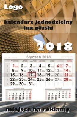 KALENDARZ JEDNODZIELNY LUX LUX PŁASKI,, LUX SPIRALOWANY, LUX Z ZEGAREM 308 x 480 mm Główka: lux płaski g. płaska, drukowana w całości z pleckami lux wypukły g.