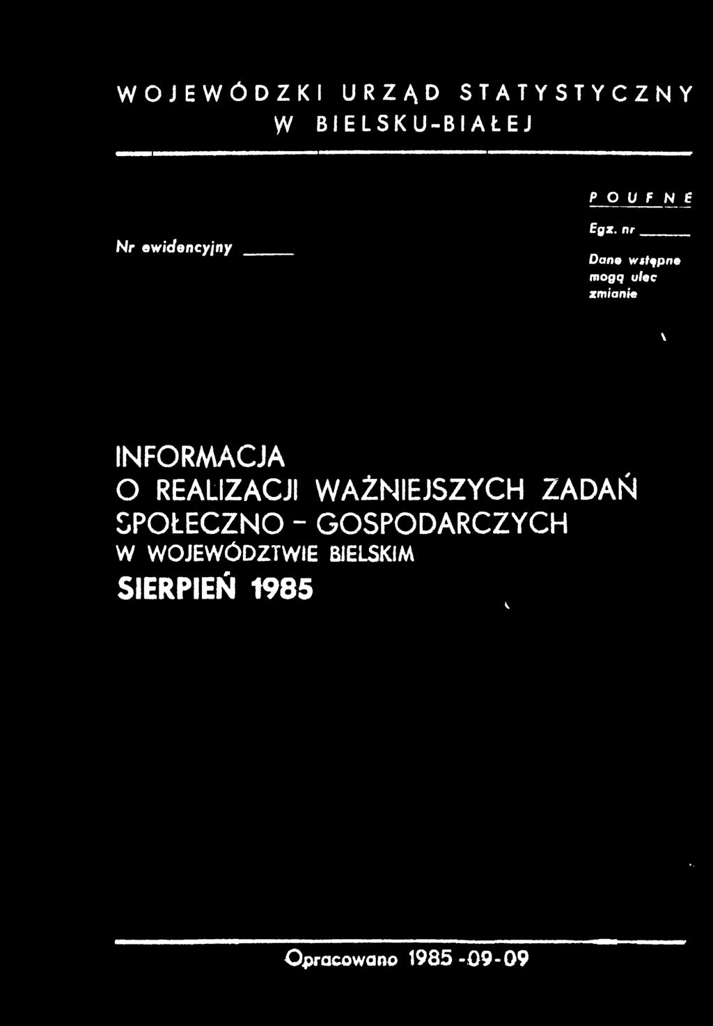 nr Dano w tfp n e mogą u h c zmane \ NFORMACJA O REALZACJ
