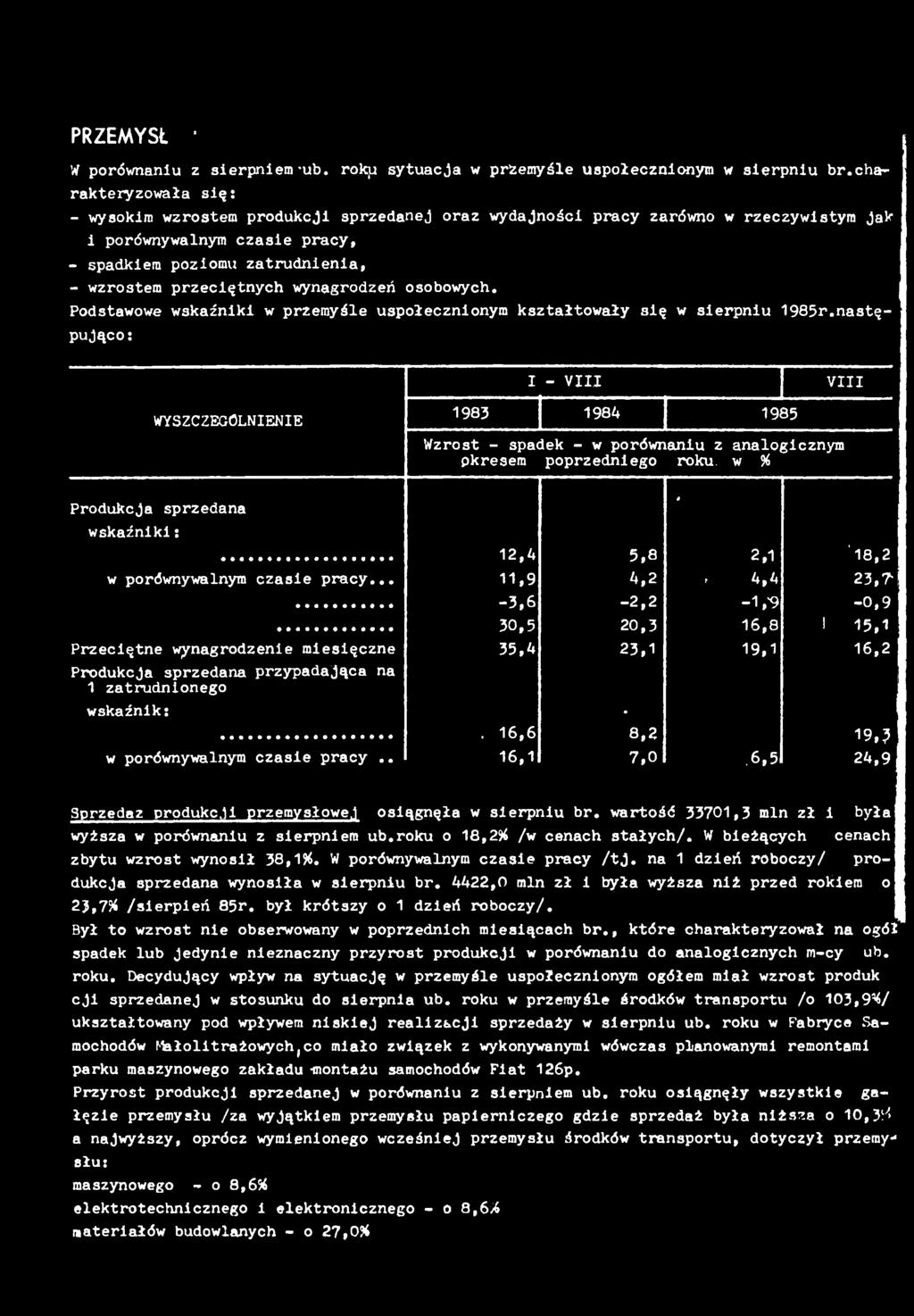 PRZEMYSŁ W porównanu z serpnem-ub. rokp sytuacja w przemyśle uspoecznonym w serpnu br.
