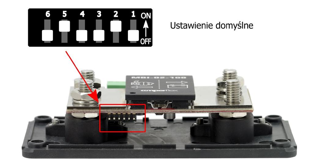 Przełącznik Funkcja ON Ustawienie domyślne 1 Stacyjka nieaktywna aktywna 2 Wyjście informacyjne stałe (stan niski lub wysoki) zmienne (kody błyskowe) ON 5 3 i 4 Czas t1 5 i 6 Napięcie V1 00-5 minut