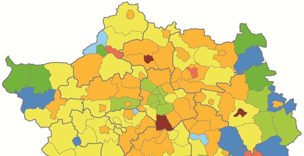 Klasyfikacja Webba dla gmin i dzielnic obszaru