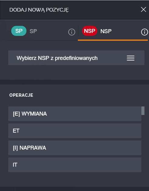części zamiennej. Układ i wymagalność może różnić się w zależności od typu operacji.