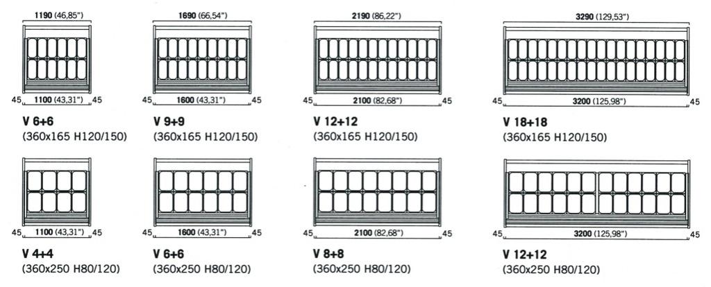 MODUŁY PROSTE - KONFIGURACJE KUWET - wymiary w mm DWIE STREFY TEMPERATUROWE Dwie strefy temperaturowe dla modelu 1100 tylko z agregatem zewnętrznym P60 DANE TECHNICZNE 230V/1Ph/50Hz Napięcie V Fazy