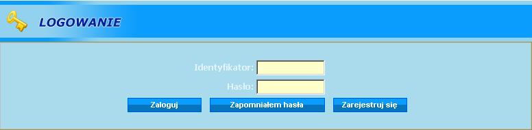 w którym należy wypełnić pola "Identyfikator" i "Hasło" oraz kliknąć przycisk "Zaloguj". Po pomyślnym zalogowaniu pojawi się obszar roboczy gotowy do wypełniania.