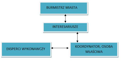 współpracy na poziomie władz miasta, osoby odpowiedzialnej za przygotowanie i wdrożenie planu, ekspertów wykonawczych oraz osób