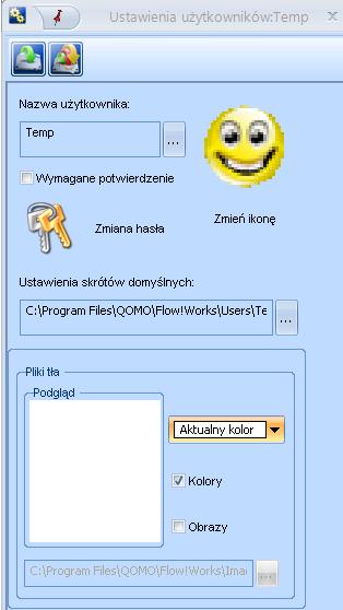 Ustawienia użytkowników Polecenia z grupy Ustawienia użytkowników pozwalają zmieniać informacje o użytkowniku, takie jak hasło, ikona, nazwa i tło.