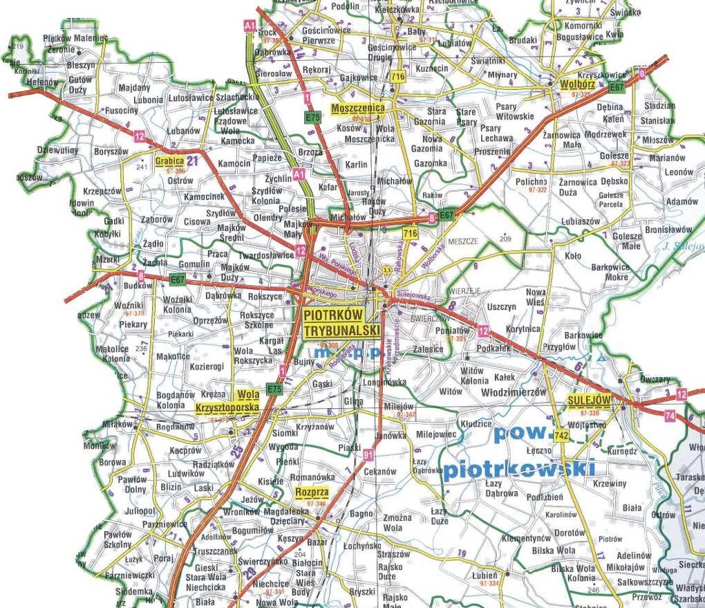 2 CHARAKTERYSTYKA PIOTRKOWA TRYBUNALSKIEGO. Poniżej załączono lokalizacje miasta w celu scharakteryzowania topograficznego terenu przedmiotowego opracowania. Rys.