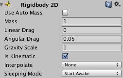 wydajności możemy dodać Rigidbody 2D do elementów Trzeba