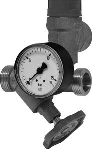 1/2" ciśnienie otwarcia zaworu bezpieczeństwa - 6 bar max temperatura - 110 C 42 234 Zawór bezpieczeństwa AFRISO AF8 z zaworem zwrotnym, gwint zewn.