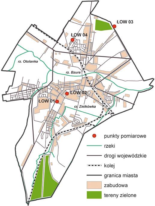 Tabela IV.4 Zmierzony poziom hałasu oraz natężenie ruchu dla przekroju pomiarowego w Bełchatowie L.p. Lokalizacja punktu 1 ul. Wyszyńskiego 2 ul. Wyszyńskiego wzdłuż ul.