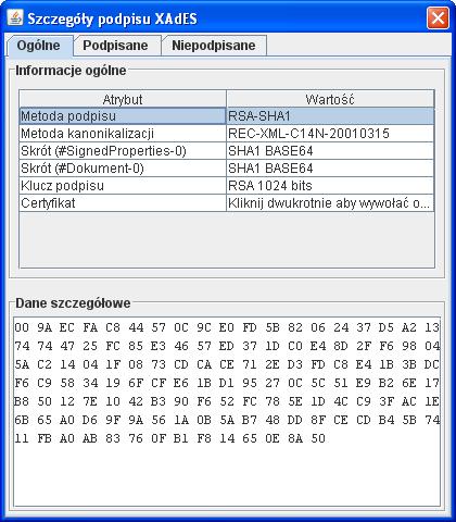 Rysunek 27 Rezultat weryfikacji Wybranie przycisku Pokaż podpis