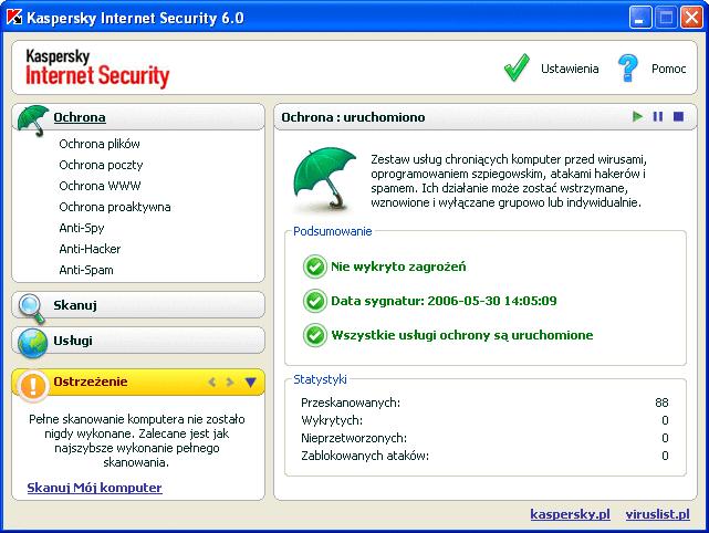 Interfejs programu 45 Zakończ zakończenie działania Kaspersky Internet Security.