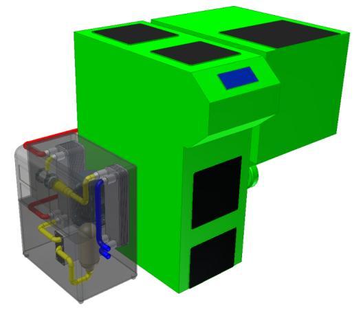 25 kw moc elektryczna 2-3 kw kocioł wielopaliwowy (biomasa,
