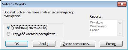 000 zmieni się na 70 + 0 + 80 + 0 + 90 + 07 900 Należy poprawić zawartość komórki J0 z 000 na 900 i kliknąć Rozwiąż w oknie Solvera.