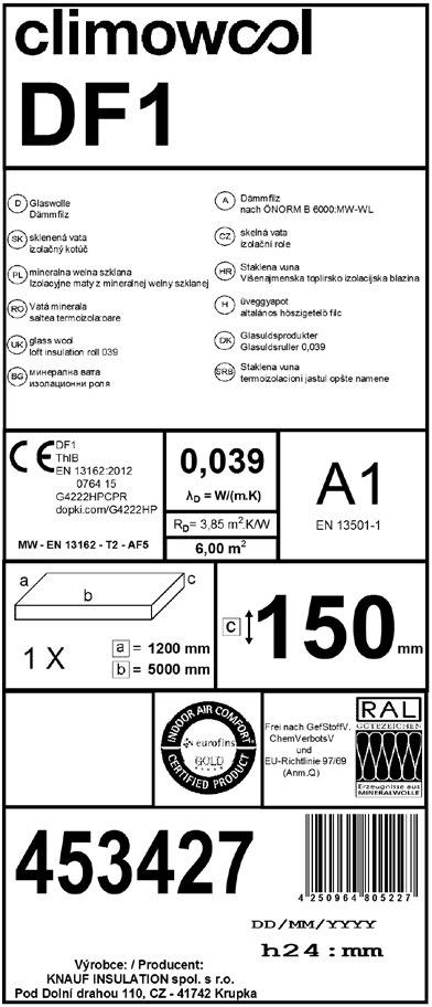 Oznakowanie produktów climowool Zgodnie z Ustawą z dnia 16 kwietnia 2004 r.
