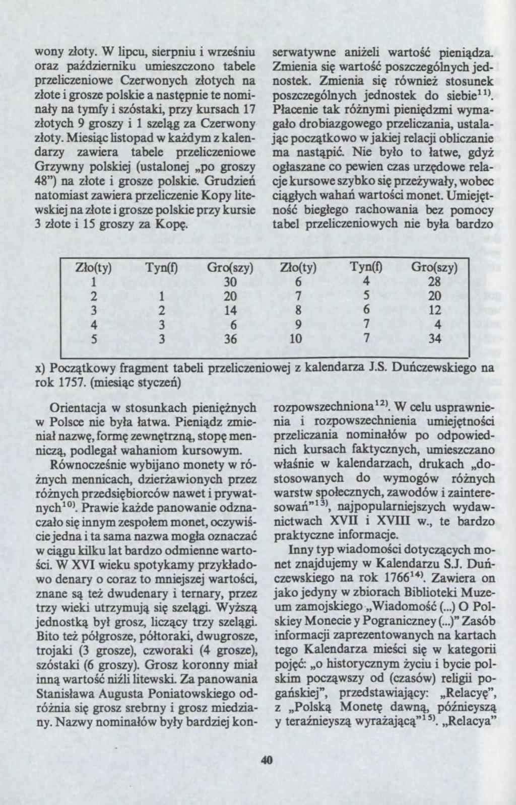 .)" ) ony?oty. W lipcu, sierpniu i re?niu ora pa?dierniku umiescono tabele prelicenioe Ceronych?otych na?ote i grose polskie a nast?pnie te nomina?y na tymfy i sóstaki, pry kursach 17?