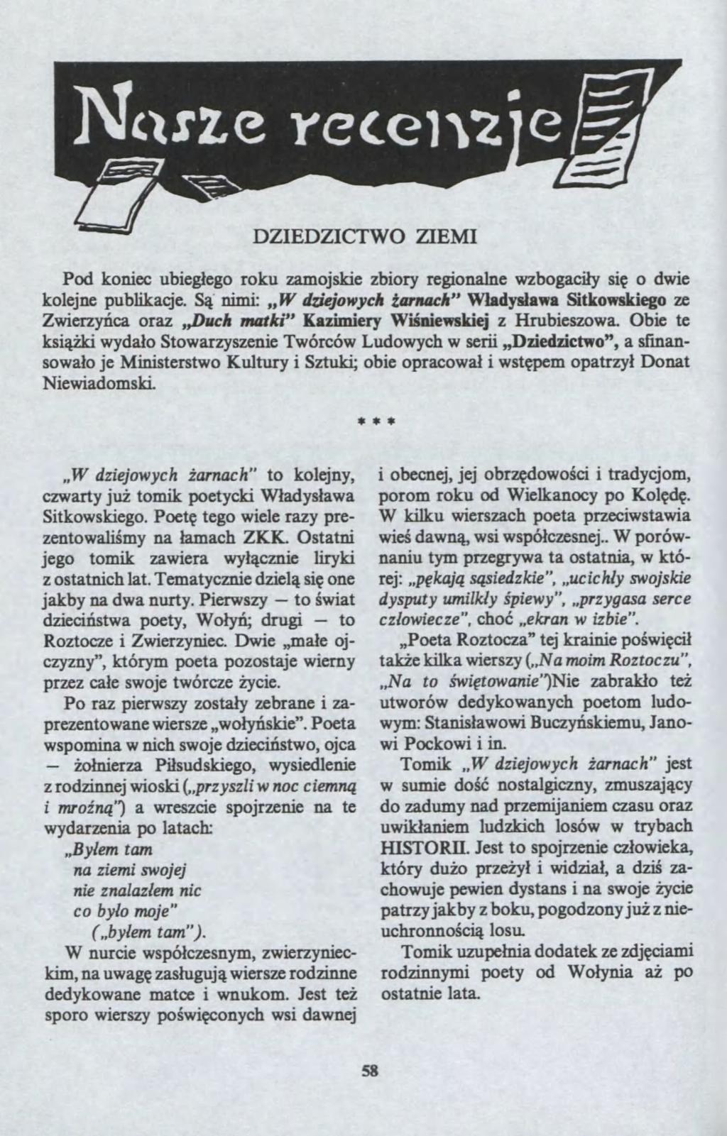 ?o?niera to W DZIEDZICTWO ZIEMI Pod koniec ubieg?ego roku amojskie biory regionalne bogaci?y si? o die kolejne publikacje. S?' nimi: "W tkhjoyc/r?arllllc/r" W?adys?aa Sitkoskiego e Ziery?