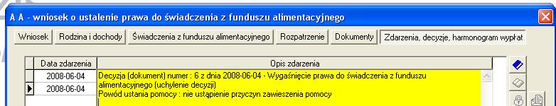 Pełny powód ustania pomocy zostanie zaprezentowany po dwukrotnym kliknięciu w pozycję w kolumnie opis zdarzenia. 3.