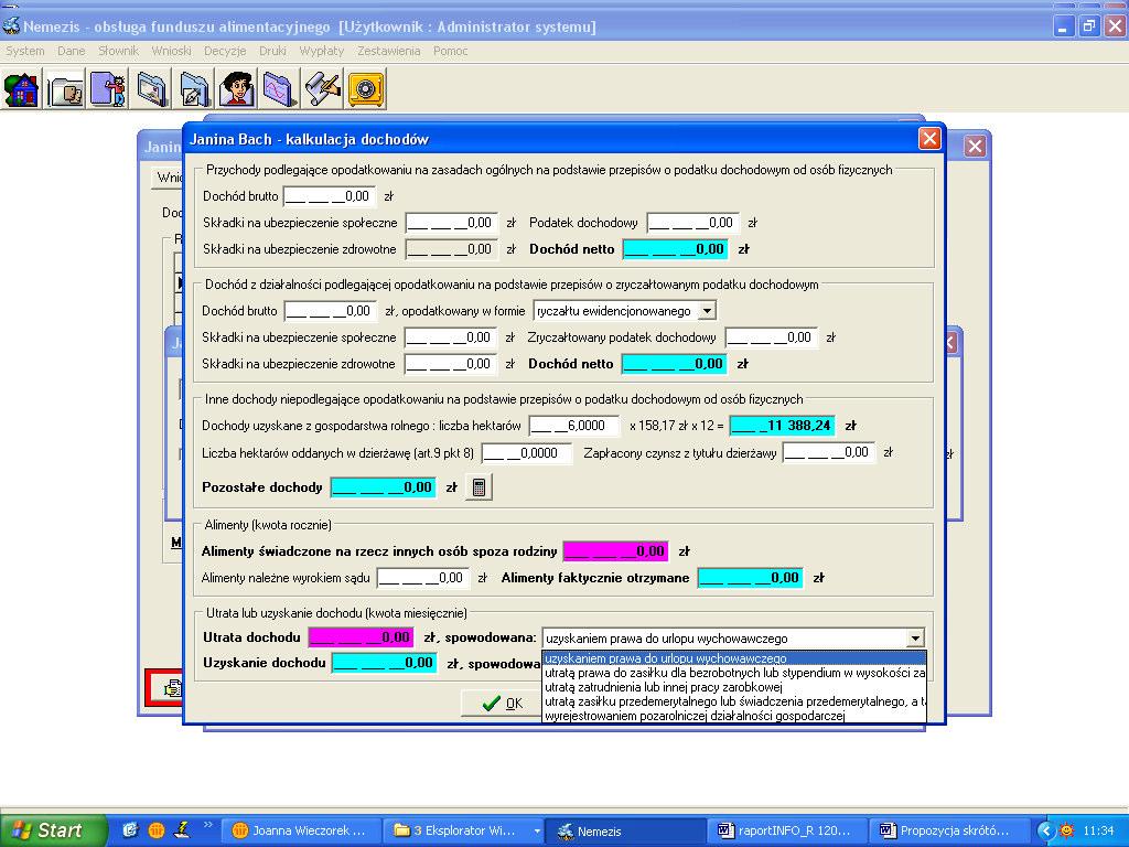 Wszystkie okna programu zostały zaprojektowane dla rozdzielczości 800x600, więc czasami nie ma możliwości zmieszczenia pełnych tekstów pochodzących ze słowników, pełny opis