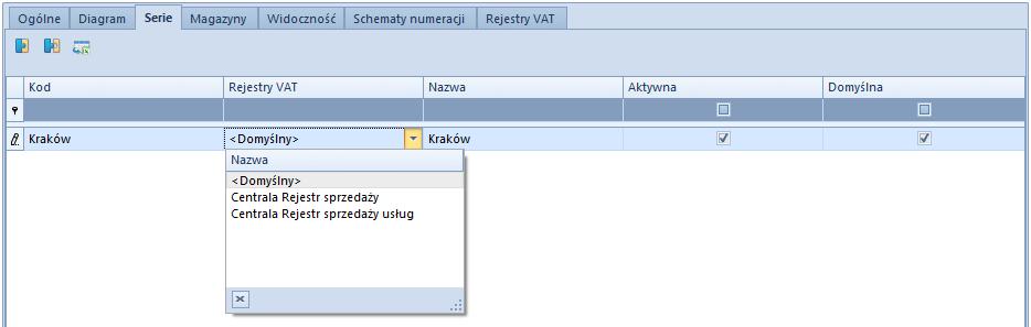 16.3.1 Powiązanie rejestru/podrejestru VAT z serią dokumentu Bardzo często numeratory poszczególnych dokumentów zawierają odwołanie do serii.