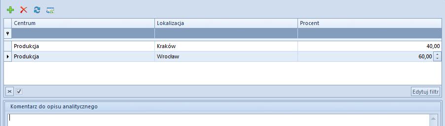 wszystkich wymiarów użytych na karcie artykułu oraz karcie kontrahenta, należy przypisać je również do typu dokumentu, na którym wykonywany jest opis analityczny.