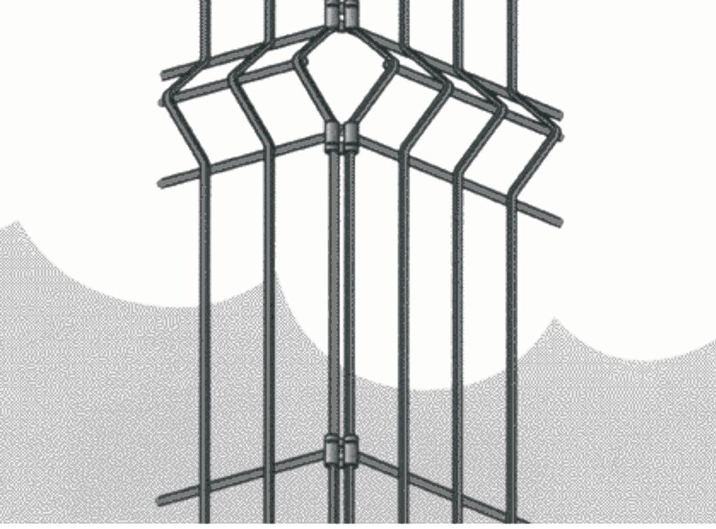 Wszystkie nastêpne odstêpy s³upów wynosz¹ 2510 [mm] (mierz¹c od œrodka do œrodka s³upa). Kraty posiadaj¹ z jednej strony 30 [mm] wystêp pionowych okr¹g³ych prêtów.