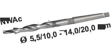 chwytem stożkowym Morse a wzmocnionym do żeliwa i stali wykonane metodą frezowania. Twist drills with Morse taper shank intended for steel and cast iron. Made by milling method.