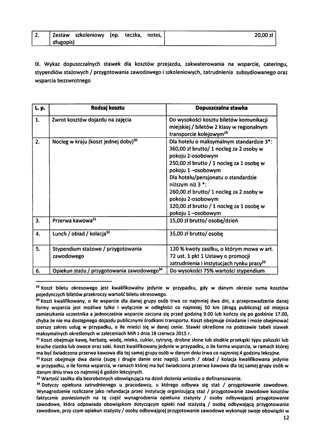 2. Zesta skleny (np. tecka, ntes, 20,00 ł długps) IX. Wyka puscalnych staek kstó prejadu, akaterana sparce, caterngu, stypendó stażych/ prygana aeg sklenych, atrudna subsydaneg ra sparca bertneg L. p. Rdaj kstu Dpuscal staka 1.