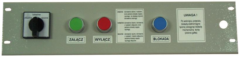 Po odci¹gniêciu blokady mechanicznej (czarna ga³ka) mikro³¹cznik odcina napiêcie sterowania i uniemo liwia zadzia³anie silnikowe napêdu przy w³o onej korbie.