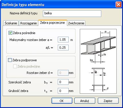 A 1 / A = brutto pręta w połączeniu śrubowym pręta. 1.0} Połączenia spawane Opcja połączenia pręta w węźle. < > Łączenie ram. o mniejszej pow. Łączenie ram. o większej pow.