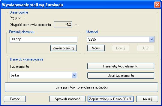 Wybór przycisku Utwórz pełny raport powoduje wygenerowanie pełnego raportu z przebiegu obliczeń sprawdzania nośności pręta w formacie RTF Wybranie ikony OK.