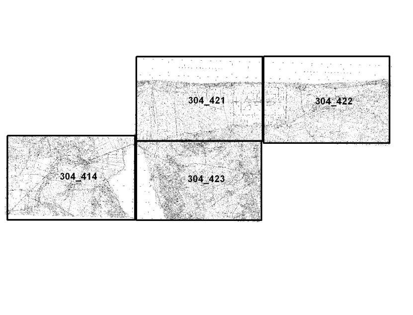 Warstwy z punktami wysokościowymi osnowy geodezyjnej lub poziomice z reguły posiadają informacje o rzędnej terenu. Z obszaru ujścia rzeki Pasłęki uzyskano jedynie mapy czarnobiałe rastrowe.