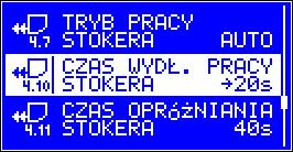 4.9 Czas postoju stokera parametr ten określa czas przerwy pomiędzy kolejnymi załączeniami stokera podczas cyklicznego trybu pracy.