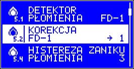 x Parametry pracy zapalarki. 5.1 Rodzaj detektora płomienia - FD 1/ CT 1/2/ PT 1000 detekcja płomienia może być przeprowadzona na dwa sposoby: pomiar temperatury palnika lub pomiar ilości światła.