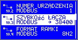 MODBUS RTU Komunikacja po magistrali RS-485 przy wykorzystaniu standardu ModBus z protokołem RTU. 10.2 Numer urządzenia MODBUS 1.