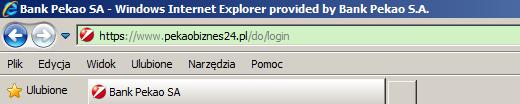 KROK 1 KONFIGURACJA PRZEGLĄDARKI INTERNETOWEJ Aby móc korzystać z Systemu PekaoBIZNES 24 wymagane jest posiadanie jednej z wyszczególnionych przeglądarek internetowych: Internet Explorer 8.