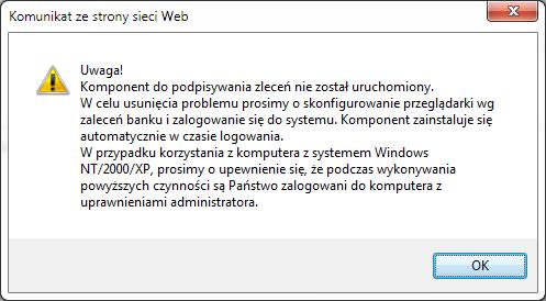 aktualizacji oraz gdy na komputerze włączona została Kontrola konta użytkownika, powinien pojawić się komunikat o próbie instalacji dodatku do przeglądarki internetowej: Zignoruj powyższy komunikat