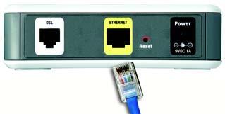 D Drugi koniec kabla sieciowego Ethetnet podłącz do portu Ethernet na tylnym panelu