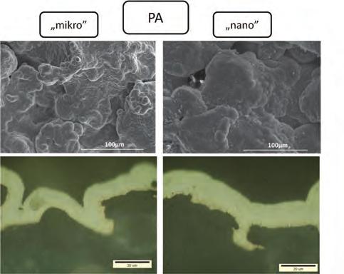 M. Jesiotr, M. Tarnowski, B. Kucharska, D. Myszka, T. Wierzchoń: Nakładanie warstw niklowych na modele... a) b) Rys. 5. Morfologia powierzchni (a) i przekrój powłoki niklowej (b) na tworzywie PA Fig.