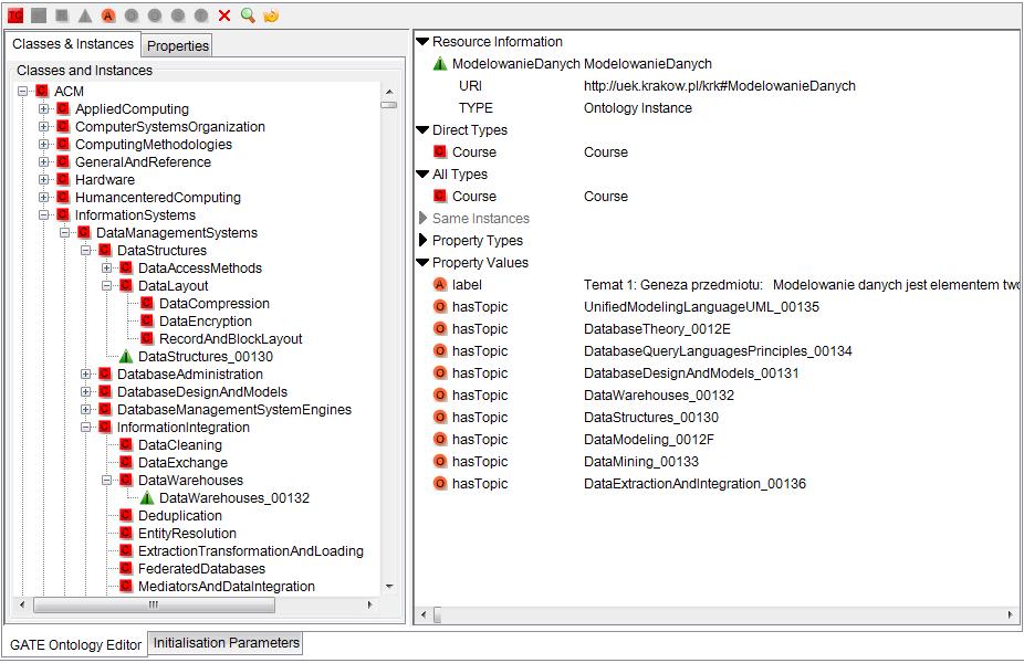 Każdy przedmiot stanowił instancję klasy Course i wchodził w relację hastopic z wybranymi przez użytkownika