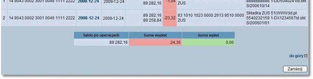 dla danego rachunku Po wybraniu daty ostatniego wyciągu otwarte zostanie